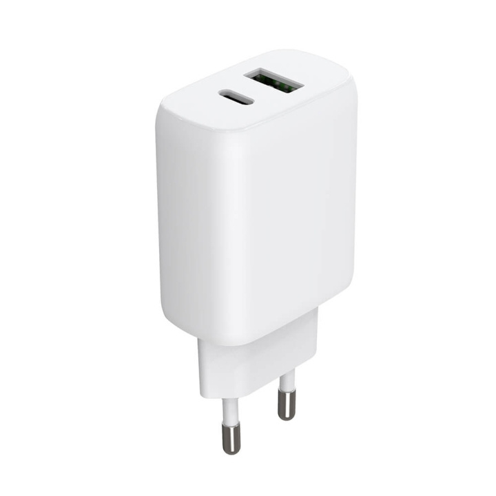 GEAR Laddare 220V 1xUSB-C + 1xUSB-A PD/PPS 30W + 18W QC Vit in de groep SMARTPHONE & TABLETS / Opladers & Kabels / Wandoplader / Wandoplader USB bij TP E-commerce Nordic AB (C71366)