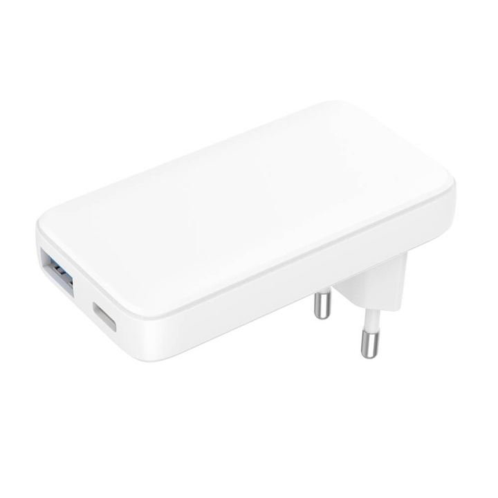 GEAR Laddare 220V 1xUSB-C+1xUSB-A PD/PPS 36W+QC 18W GaN Vit in de groep SMARTPHONE & TABLETS / Opladers & Kabels / Wandoplader / Wandoplader Type C bij TP E-commerce Nordic AB (C71369)