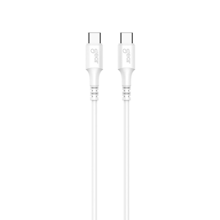 GEAR Kabel USB-C till USB-C 2.0 0.5m Kabel Vit in de groep SMARTPHONE & TABLETS / Opladers & Kabels / Kabels / Kabels Type C bij TP E-commerce Nordic AB (C71400)