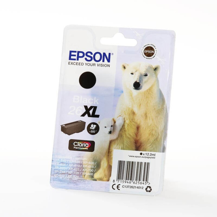 Epson Bläck C13T26214012 26XL Svart, Isbjörn in de groep COMPUTERS & RANDAPPARATUUR / Printers & Accessoires / Inkt & Toner / Inktpatronen / Epson bij TP E-commerce Nordic AB (C71403)