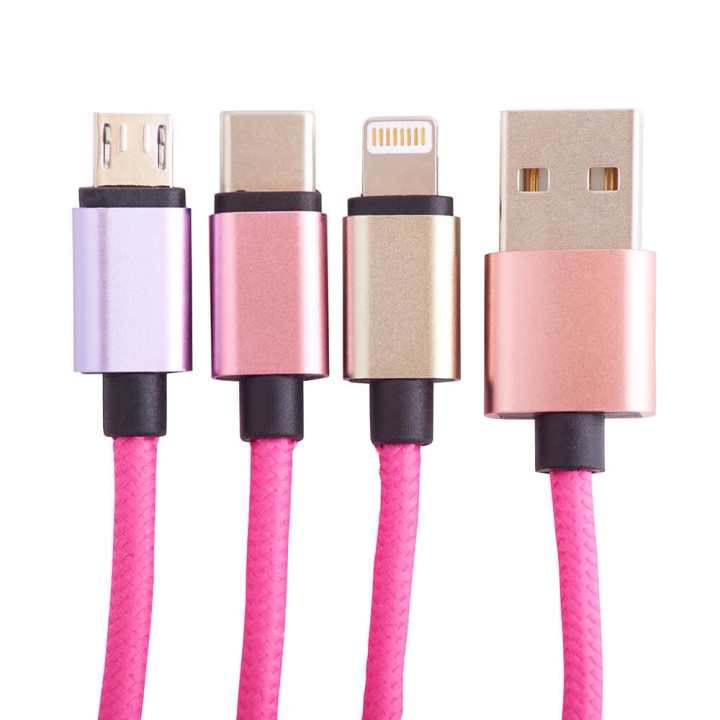 Squishmallows Chargercable 1.2m Lola 3in1 USB-C/Micro/Lightning in de groep SMARTPHONE & TABLETS / Opladers & Kabels / Kabels / Kabels Type C bij TP E-commerce Nordic AB (C71664)