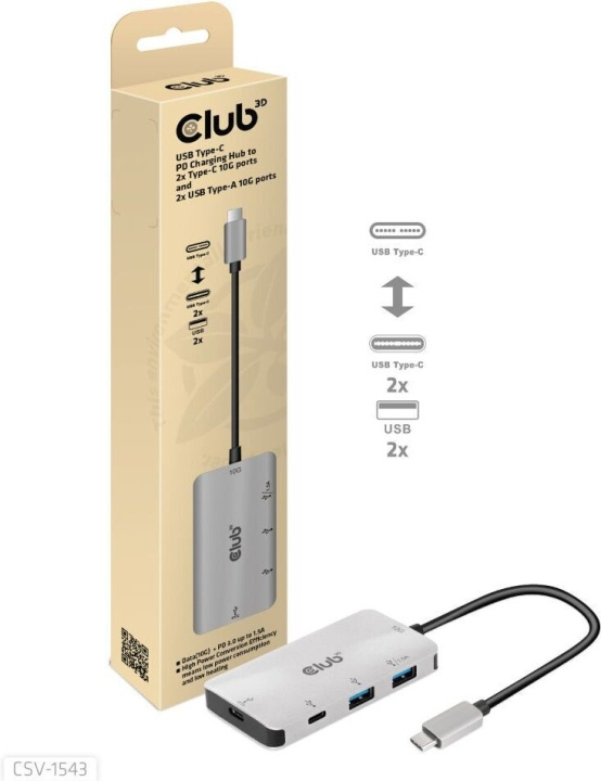 Club 3D Type-C PD Oplaadhub - hub in de groep COMPUTERS & RANDAPPARATUUR / Laptops & accessoires / Docking station bij TP E-commerce Nordic AB (C71790)