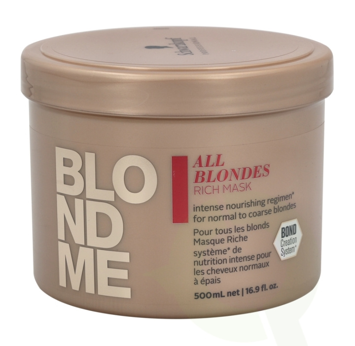 Schwarzkopf Blond Me All Blondes Rich Mask 500 ml For Normal To Coarse Blondes in de groep BEAUTY & HEALTH / Haar & Styling / Haarverzorging / Haarmasker bij TP E-commerce Nordic AB (C73846)