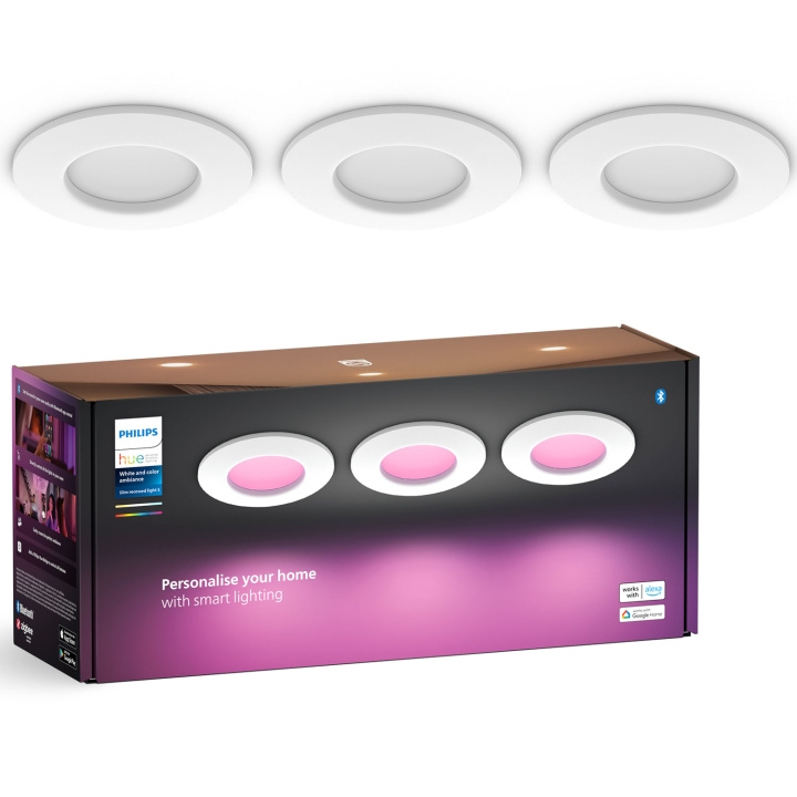 Philips Hue Slim Downlight S 90mm White and Color Ambiance Vit 3-pack in de groep HOME ELECTRONICS / Verlichting / Plafondverlichting bij TP E-commerce Nordic AB (C74715)