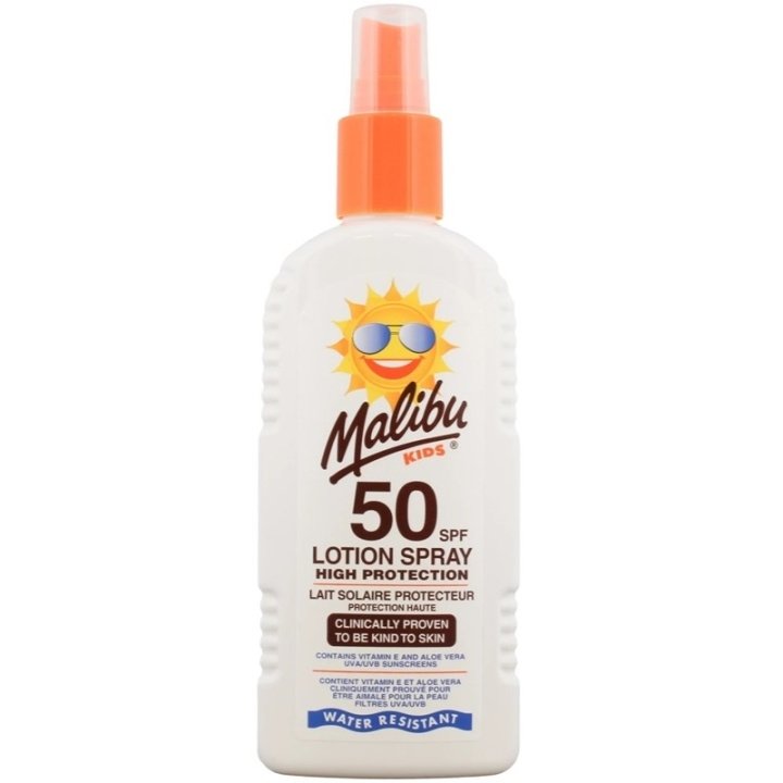 Malibu Kids Lotion Spray SPF50 200ml in de groep BEAUTY & HEALTH / Huidsverzorging / Zonnebank / Zonnebescherming bij TP E-commerce Nordic AB (C74759)