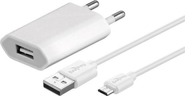 Goobay Micro-USB 5 W oplader + kabel, 1 m, wit in de groep SMARTPHONE & TABLETS / Opladers & Kabels / Wandoplader / Wandoplader microUSB bij TP E-commerce Nordic AB (C75181)