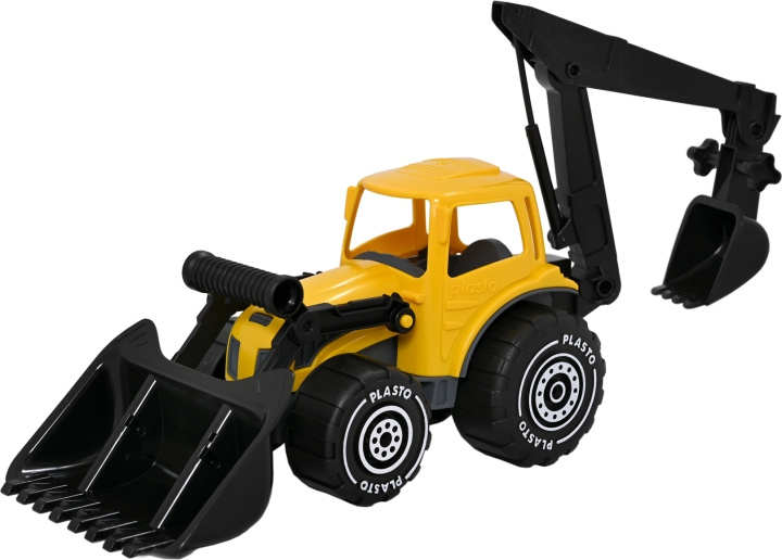 Plasto emmertrekker & graafmachine 70 cm, geel in de groep SPEELGOED, KINDER- & BABYPRODUCTEN / Speelgoed / Speelgoedauto\'s bij TP E-commerce Nordic AB (C75353)