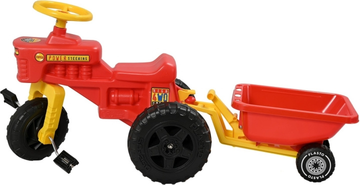 Plasto tractor met aanhanger, rood in de groep SPEELGOED, KINDER- & BABYPRODUCTEN / Speelgoed / Loopauto\'s bij TP E-commerce Nordic AB (C75357)