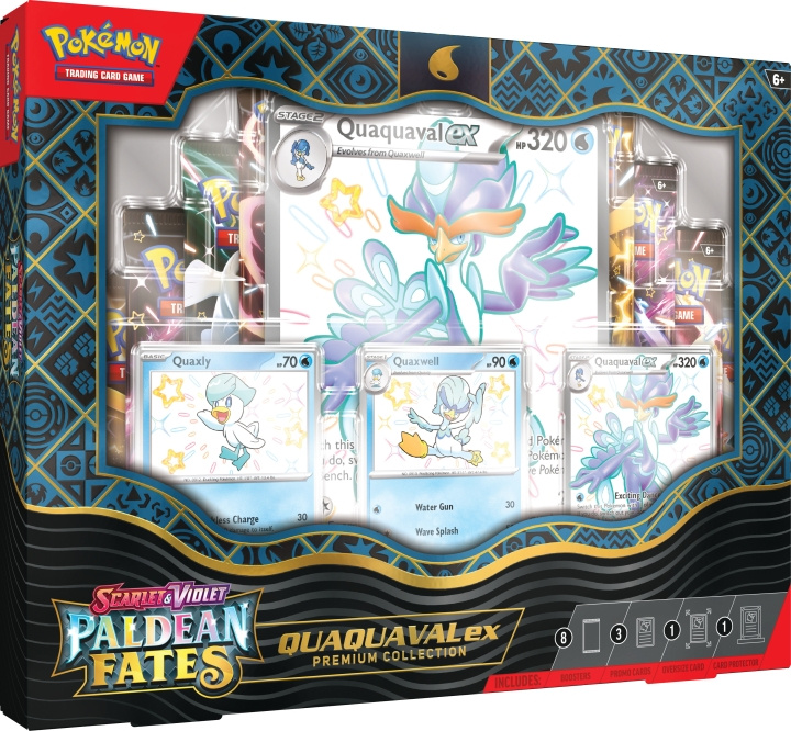 POKEMON Scarlet & Violet 4.5: Paldea Fates Premium Collection ruilkaartenset, Quaquaval ex in de groep SPEELGOED, KINDER- & BABYPRODUCTEN / Speelgoed / Speelgoed bij TP E-commerce Nordic AB (C75405)