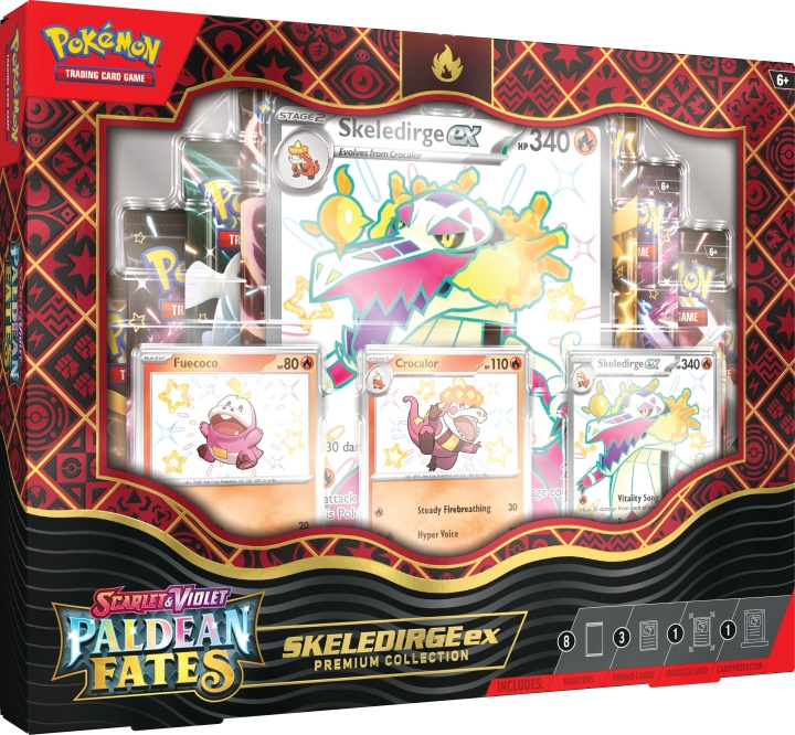 POKEMON Scarlet & Violet 4.5: Paldea Fates Premium Collection ruilkaartenset, Skeledirge ex in de groep SPEELGOED, KINDER- & BABYPRODUCTEN / Speelgoed / Speelgoed bij TP E-commerce Nordic AB (C75407)