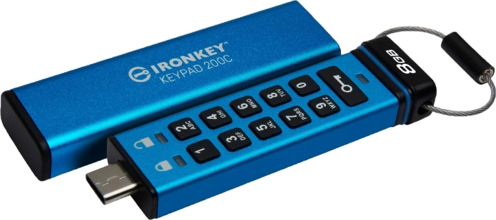 Kingston 8GB USB-C IronKey Keypad 200C, FIPS 140-3 Lvl 3 AES-256 in de groep HOME ELECTRONICS / Opslagmedia / USB-geheugen / Type C bij TP E-commerce Nordic AB (C75504)