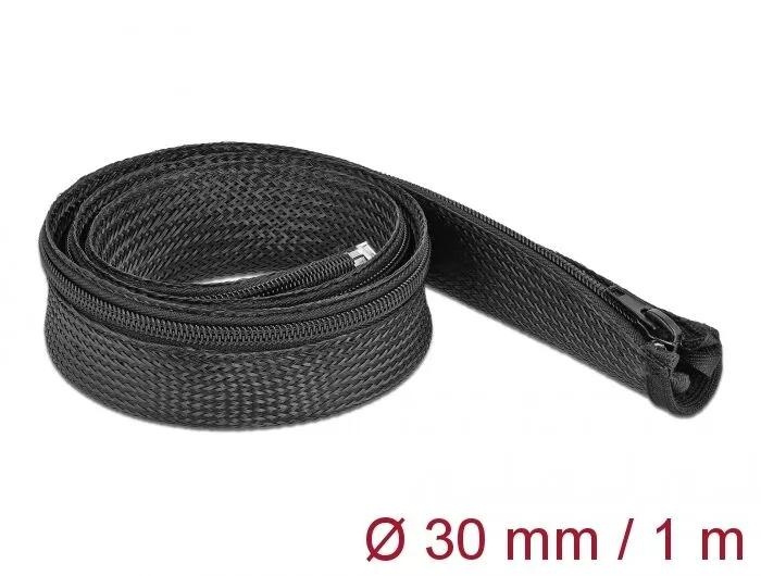 DeLOCK Braided Sleeve with zip fastener heat-resistant 1 m x 30 mm in de groep HOME ELECTRONICS / Kabels & Adapters / Kabelbeheer bij TP E-commerce Nordic AB (C75529)