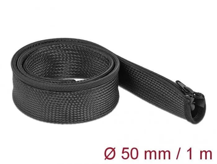 DeLOCK Braided Sleeve with zip fastener heat-resistant 1 m x 50 mm in de groep HOME ELECTRONICS / Kabels & Adapters / Kabelbeheer bij TP E-commerce Nordic AB (C75530)