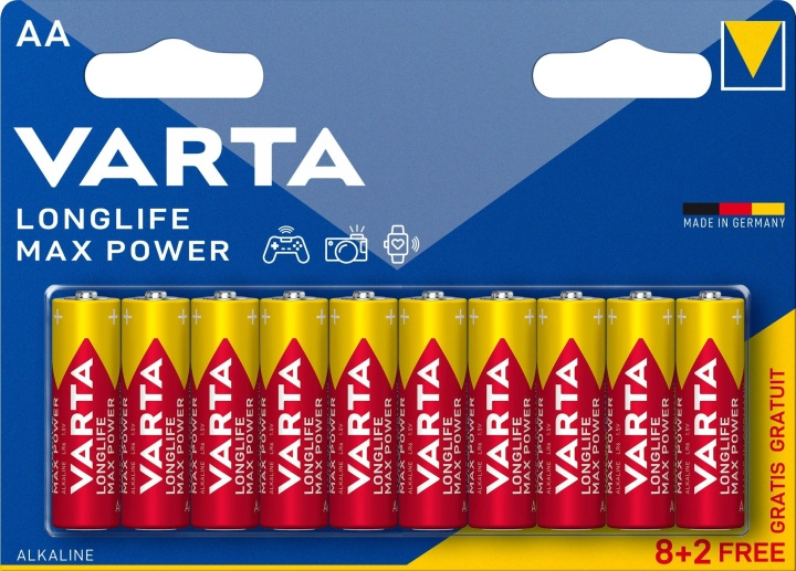 Varta Longlife Max Power AA 10 Pack (8+2) in de groep HOME ELECTRONICS / Batterijen & Opladers / Batterijen / Batterijen voor hoortoestellen bij TP E-commerce Nordic AB (C75559)