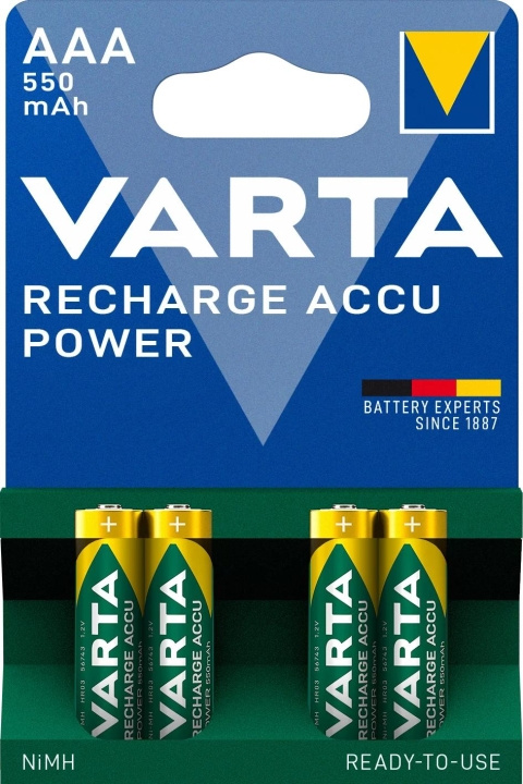 Varta Recharge Charge Accu Power AAA 550mAh 4 Pack in de groep HOME ELECTRONICS / Batterijen & Opladers / Batterijen / AAA bij TP E-commerce Nordic AB (C75564)