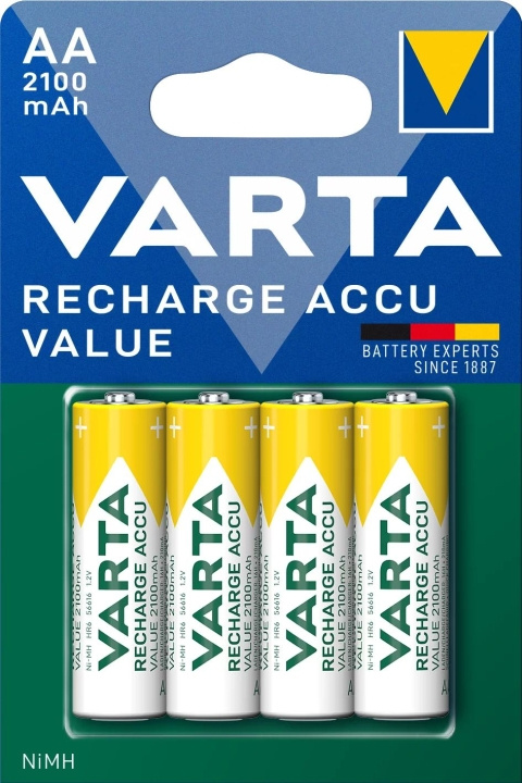 Varta Recharge Charge Accu Value AA 2100mAh 4 Pack in de groep HOME ELECTRONICS / Batterijen & Opladers / Batterijen / Batterijen voor hoortoestellen bij TP E-commerce Nordic AB (C75566)