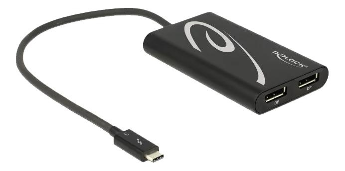 DeLOCK Adapter Thunderbolt™ 3 male > 2 x DisplayPort female 4K 60Hz in de groep COMPUTERS & RANDAPPARATUUR / Computerkabels / DisplayPort / Adapters bij TP E-commerce Nordic AB (C75623)