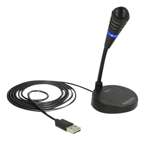 DeLOCK USB Microphone with base and Touch-Mute Button, black in de groep HOME ELECTRONICS / Audio & Beeld / Handmicrofoons bij TP E-commerce Nordic AB (C75627)