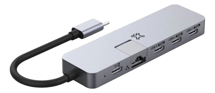 XtremeMac Hub USB-C max pro, 5 ports (3* usb-c, usb-c pd, ethernet rj4 in de groep COMPUTERS & RANDAPPARATUUR / Computeraccessoires / USB-hubs bij TP E-commerce Nordic AB (C75681)