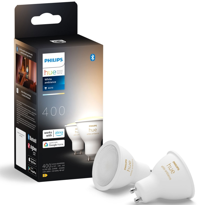 Philips Hue White Ambiance GU10 400lm 2-pack in de groep HUISHOUDEN & TUIN / Smart home / Slimme verlichting bij TP E-commerce Nordic AB (C75735)