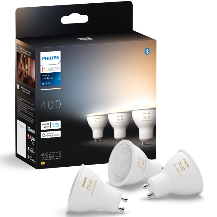 Philips Hue White Ambiance GU10 400lm 3-pack in de groep HUISHOUDEN & TUIN / Smart home / Slimme verlichting bij TP E-commerce Nordic AB (C75736)