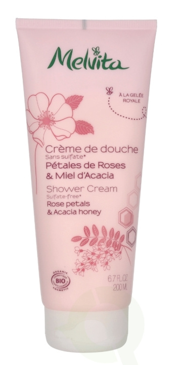 Melvita Shower Cream - Rose Petals&Acacia Honey 200 ml in de groep BEAUTY & HEALTH / Huidsverzorging / Lichaamsverzorging / Bad- en douchegels bij TP E-commerce Nordic AB (C75996)