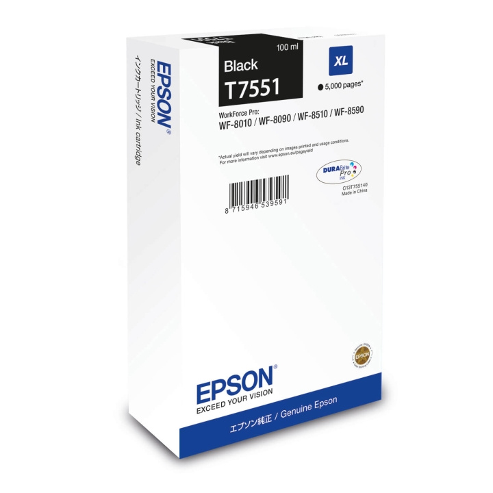 Epson Bläck C13T75514N T7551 XL Svart in de groep COMPUTERS & RANDAPPARATUUR / Printers & Accessoires / Inkt & Toner / Inktpatronen / Epson bij TP E-commerce Nordic AB (C76526)