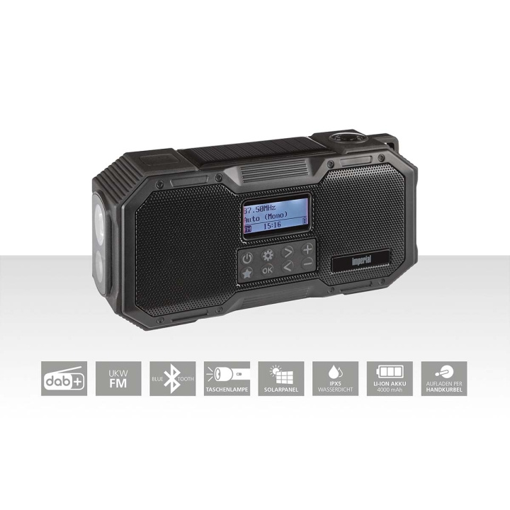 imperial DABMAN OR 1 Robuuste DAB+ / FM / Bluetooth Buitenradio / Zwengelradio Zwart in de groep HOME ELECTRONICS / Audio & Beeld / Thuisbioscoop, Hifi en Draagbaar / Radio & Wekkers / Draadloze audiozender bij TP E-commerce Nordic AB (C76557)