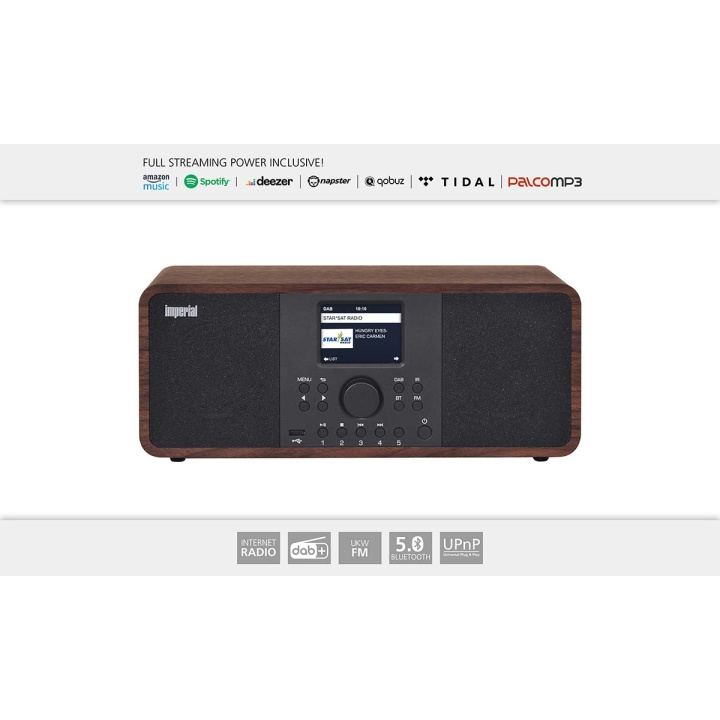 imperial DABMAN i205 Hybride Stereo Radio DAB+ / FM / Internet / Bluetooth Houtlook in de groep HOME ELECTRONICS / Audio & Beeld / Thuisbioscoop, Hifi en Draagbaar / Radio & Wekkers / Draadloze audiozender bij TP E-commerce Nordic AB (C76564)