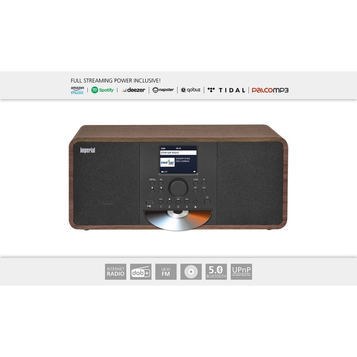 imperial DABMAN i205 CD Hybride Stereo Radio DAB+ / FM / Internet / Bluetooth Houtlook in de groep HOME ELECTRONICS / Audio & Beeld / Thuisbioscoop, Hifi en Draagbaar / Radio & Wekkers / Draadloze audiozender bij TP E-commerce Nordic AB (C76566)