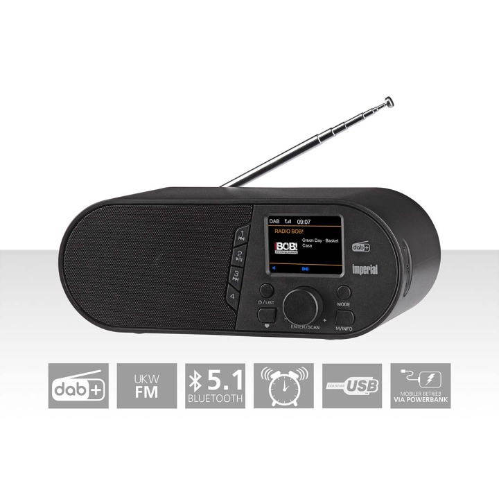 imperial DABMAN d105 Compacte DAB+ /FM / Bluetooth-radio Zwart in de groep HOME ELECTRONICS / Audio & Beeld / Thuisbioscoop, Hifi en Draagbaar / Radio & Wekkers / Draadloze audiozender bij TP E-commerce Nordic AB (C76573)