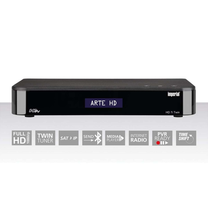 imperial HD 7i Twin HDTV Free-to-air satellietontvanger met dubbele tuner Zwart in de groep HOME ELECTRONICS / Audio & Beeld / TV & Accessoires / Antennes & Accessoires bij TP E-commerce Nordic AB (C76582)