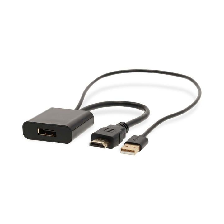 Nedis HDMI™-Adapter | HDMI™ Connector | DisplayPort Male / USB-A Male | Verguld | Recht | PVC | Zwart | 1 Stuks | Doos in de groep HOME ELECTRONICS / Kabels & Adapters / HDMI / Adapters bij TP E-commerce Nordic AB (C76595)