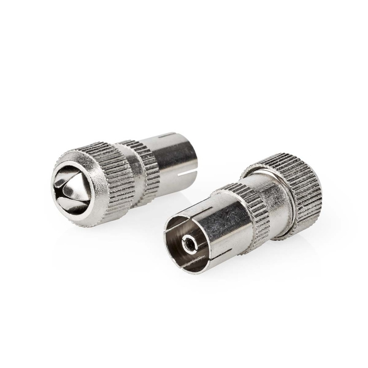 Nedis IEC (Coax) Connector | Recht | Female | Vernikkeld | 75 Ohm | Schroef | Diameter kabelinvoer: 7.0 mm | Metaal | Zilver | 2 Stuks | Doos in de groep HOME ELECTRONICS / Audio & Beeld / TV & Accessoires / Antennes & Accessoires bij TP E-commerce Nordic AB (C76686)