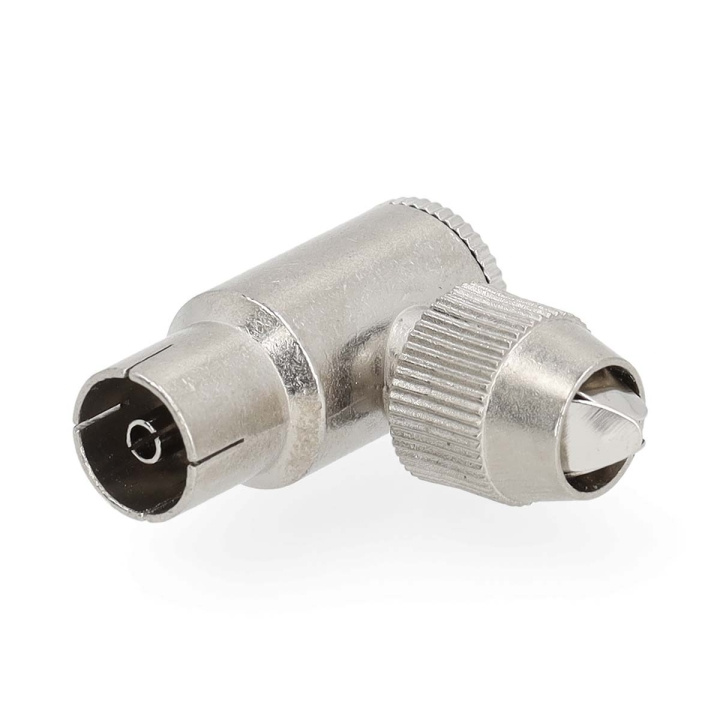 Nedis IEC (Coax) Connector | 90° Gehoekt | Female | Vernikkeld | 75 Ohm | Schroef | Diameter kabelinvoer: 7.0 mm | Metaal | Zilver | 2 Stuks | Gift Box met Euro Lock in de groep HOME ELECTRONICS / Kabels & Adapters / Antennekabels & Accessoires / Accessoires bij TP E-commerce Nordic AB (C76688)