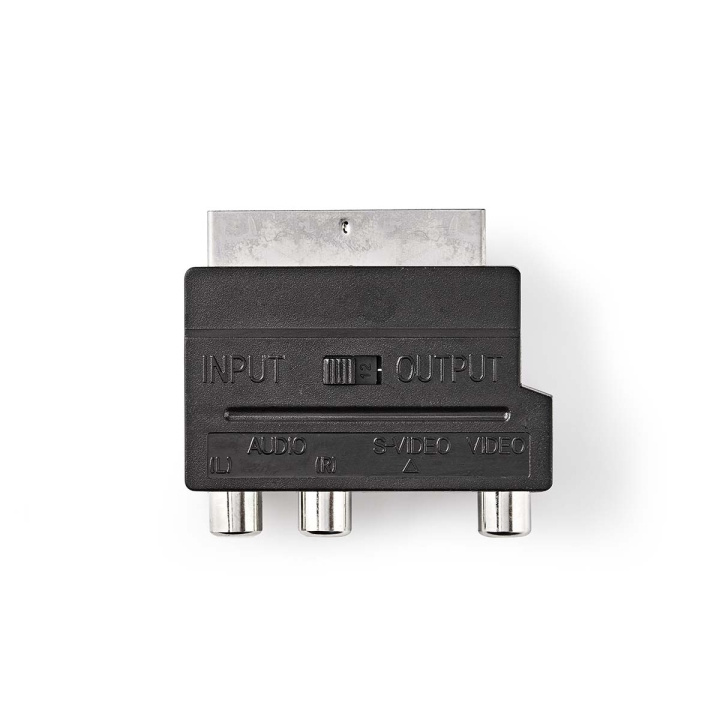 Nedis SCART-Adapter | SCART Male | S-Video Female / 3x RCA Female | Vernikkeld | Schakelbaar | ABS | Zwart | 1 Stuks | Doos in de groep HOME ELECTRONICS / Kabels & Adapters / Scart bij TP E-commerce Nordic AB (C76738)