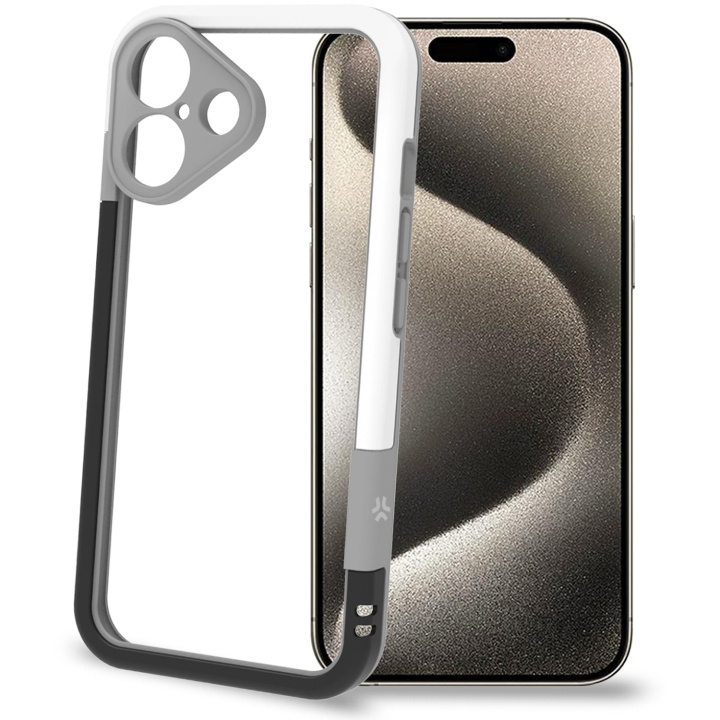 Celly Bumper iPhone 16 Svart/Vit in de groep SMARTPHONE & TABLETS / Mobielbescherming / Apple / iPhone 16 bij TP E-commerce Nordic AB (C76761)