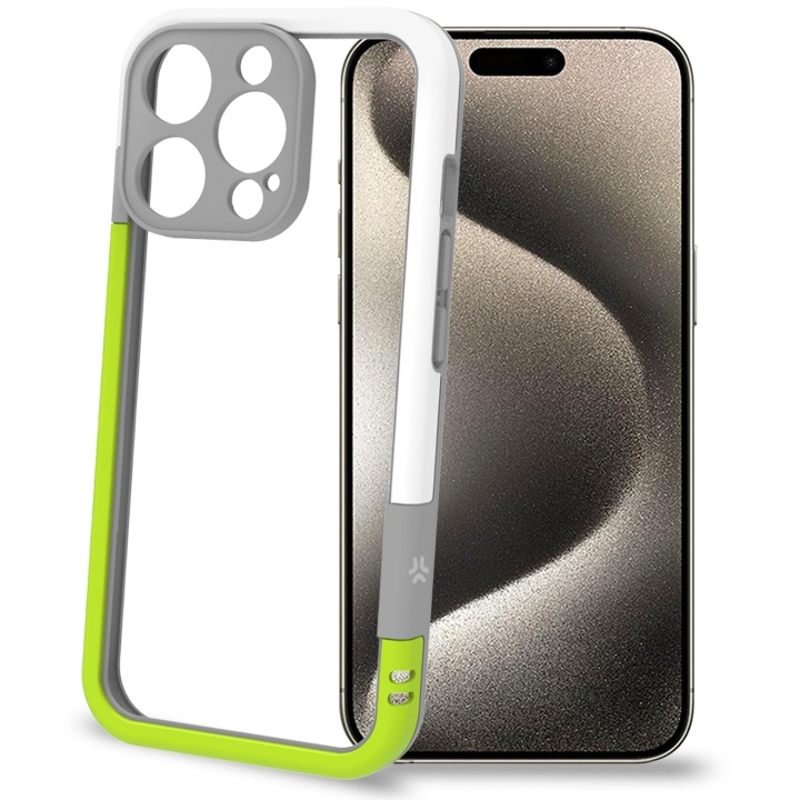 Celly Bumper iPhone 16 Pro Vit/Limegrön in de groep SMARTPHONE & TABLETS / Mobielbescherming / Apple / iPhone 16 bij TP E-commerce Nordic AB (C76764)