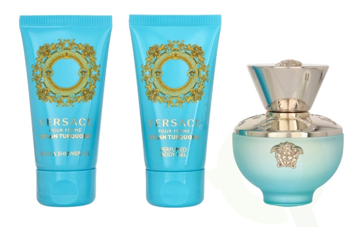 Versace Dylan Turquoise Giftset 150 ml Edt Spray 50ml/Shower Gel 50ml/Boy Lotion 50ml in de groep BEAUTY & HEALTH / Cadeausets / Cadeausets voor haar bij TP E-commerce Nordic AB (C76988)