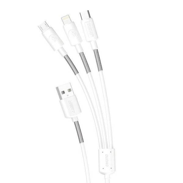 Dudao L8s Upgrade USB-A to Lightning/USB Micro/USB-C 3-in-1 cable 1.2 m white in de groep COMPUTERS & RANDAPPARATUUR / Computerkabels / USB / USB-C bij TP E-commerce Nordic AB (C77130)