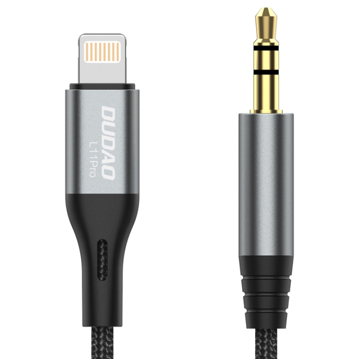 Dudao L11PRO 3.5mm Jack to Lightning cable 1m gray in de groep SMARTPHONE & TABLETS / Opladers & Kabels / Kabels / Kabels Lightning bij TP E-commerce Nordic AB (C77134)