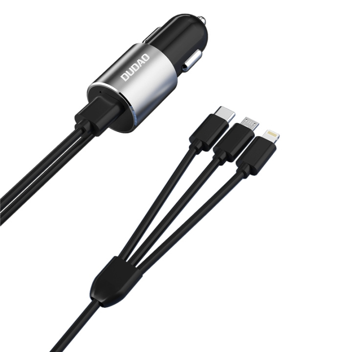 Dudao R5ProN car adapter 17Watt Lightning/USB-C/USB Micro 1m in de groep SMARTPHONE & TABLETS / Opladers & Kabels / Autoladers / Autoladers Type-C bij TP E-commerce Nordic AB (C77138)