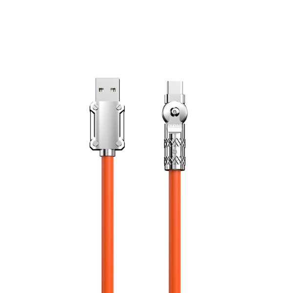 Dudao L24AC USB-A to USB-C angled cable 120W 1m 180° rotation orange in de groep COMPUTERS & RANDAPPARATUUR / Computerkabels / USB / USB-C bij TP E-commerce Nordic AB (C77142)