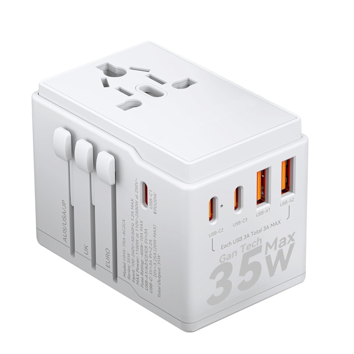 Dudao A35 Universal Travel Adapter White in de groep HUISHOUDEN & TUIN / Elektriciteit & Verlichting / Reisadapters bij TP E-commerce Nordic AB (C77167)