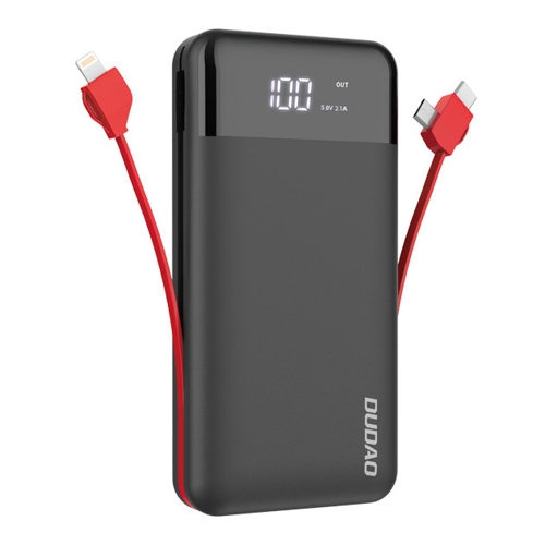 Dudao K1Pro powerbank 20000mAh 15Watt 4xcables black in de groep SMARTPHONE & TABLETS / Opladers & Kabels / Powerbanks bij TP E-commerce Nordic AB (C77171)