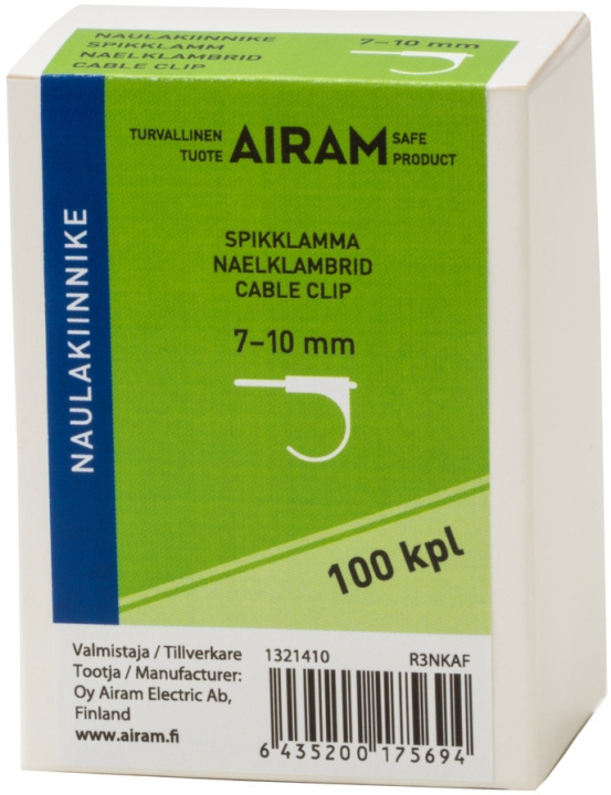 Airam spijkerbevestiging, 7-10 mm, 100 stuks in de groep HOME ELECTRONICS / Kabels & Adapters / Kabelbeheer bij TP E-commerce Nordic AB (C77262)