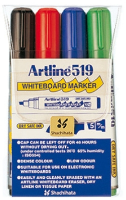 Artline whiteboard pen, schuine punt, 4 kleuren in de groep HUISHOUDEN & TUIN / Kantoormateriaal / Pennen bij TP E-commerce Nordic AB (C77295)