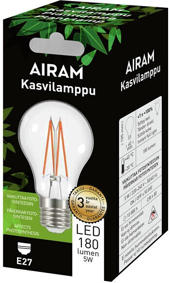 Airam LED plant lamp, E27, helder, gloeidraad 180 lm in de groep HOME ELECTRONICS / Verlichting / LED-lampen bij TP E-commerce Nordic AB (C77535)