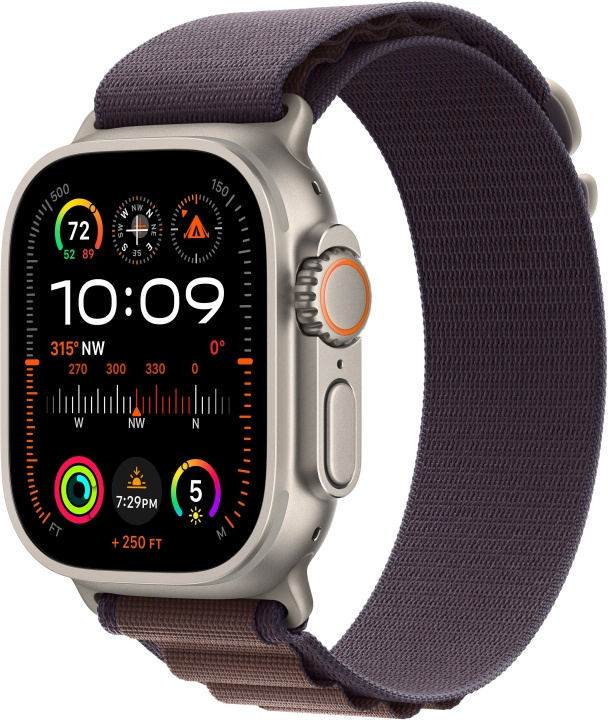 Apple Watch Ultra 2 (GPS + Cellular) 49 mm titanium kast en indigo Alpine band, small (MRER3) in de groep SMARTPHONE & TABLETS / Training, thuis & vrije tijd / Apple Watch & Accessoires / Apple Watch bij TP E-commerce Nordic AB (C77563)