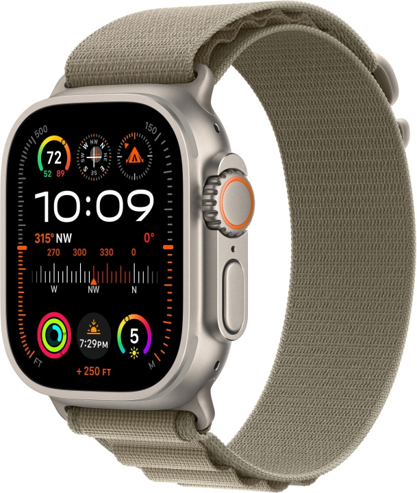 Apple Watch Ultra 2 (GPS + Cellular) 49 mm titanium schaal en olijfgroene alpine band, medium (MREY3) in de groep SMARTPHONE & TABLETS / Training, thuis & vrije tijd / Apple Watch & Accessoires / Apple Watch bij TP E-commerce Nordic AB (C77567)